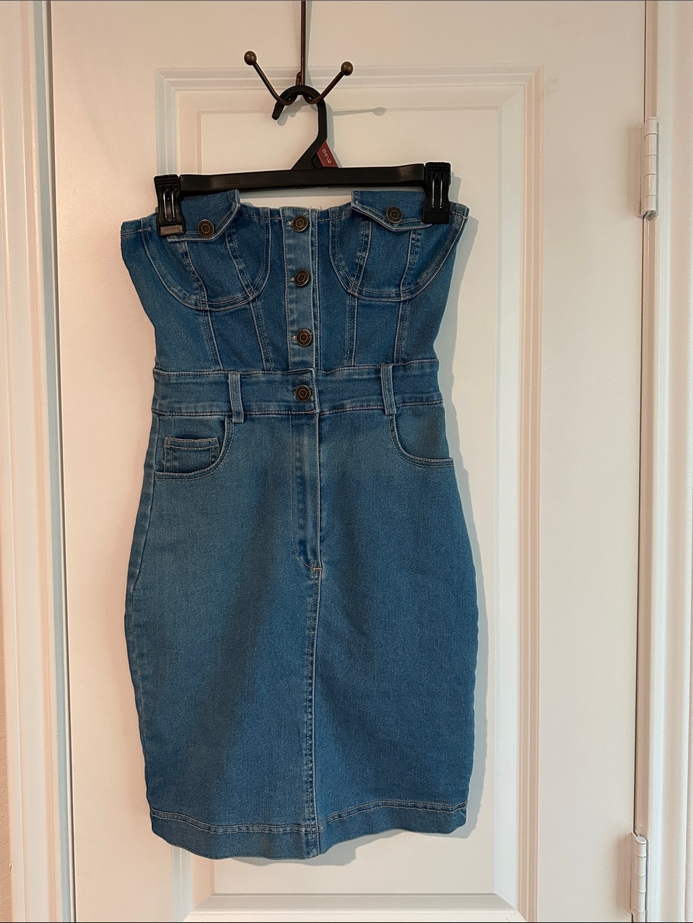 Strapless Denim Dress - Blue